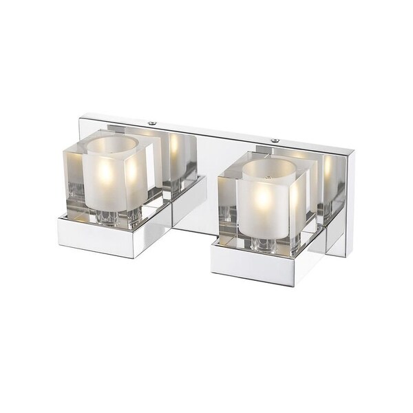 Fallon 2 Light Vanity, Chrome & Clear, Frosted